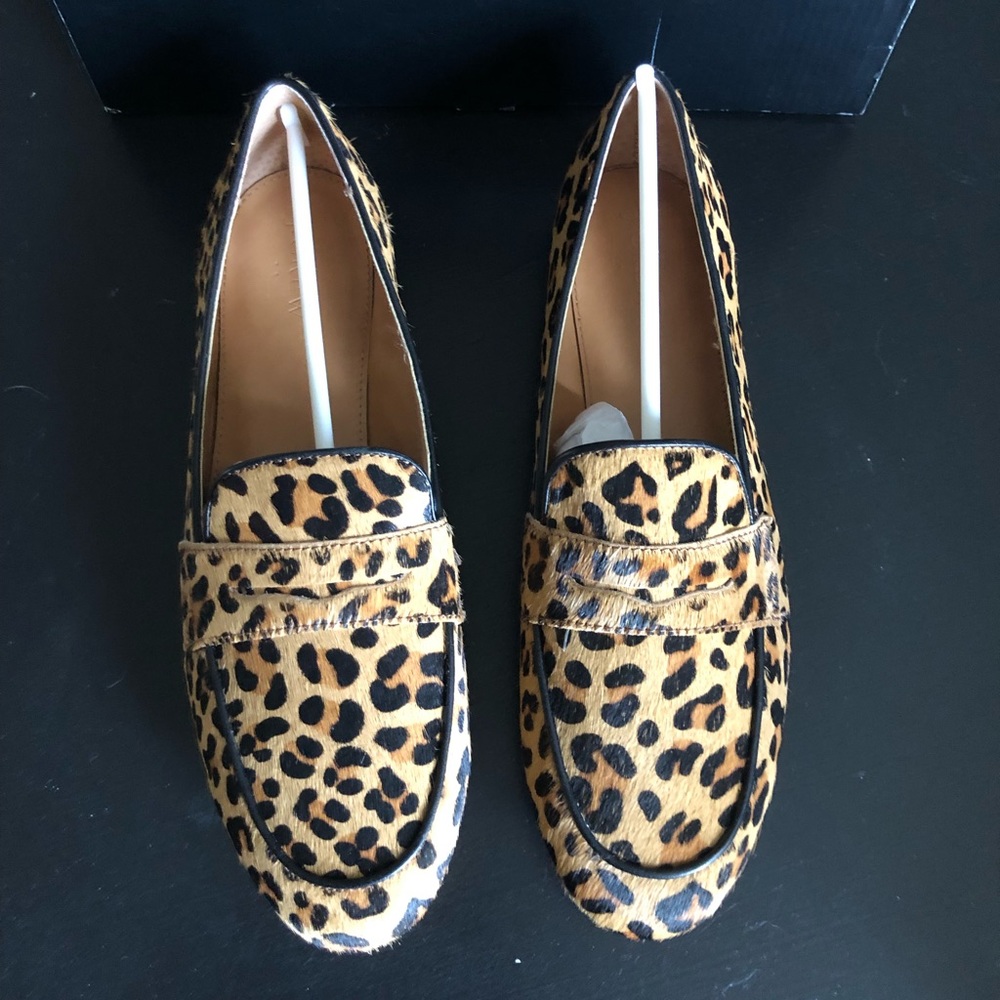 J Crew Leopard Calf Hair Loafer 9 1/2